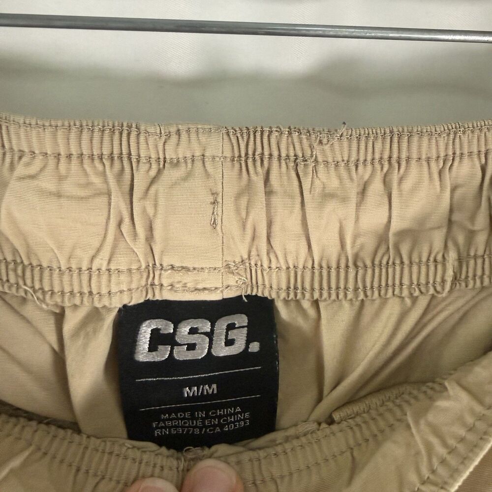 CSG Tactical Joggers Men's Medium Beige Drawstring Cargo Snap Pockets - Picture 6 of 9